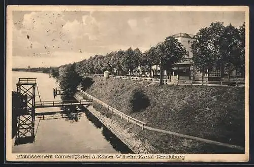 AK Rendsburg, Conventgarten am Kaiser-Wilhelm-Kanal