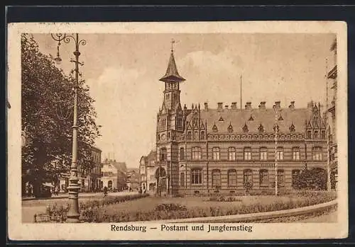 AK Rendsburg, Strasseneck Postamt und Jungfernstieg