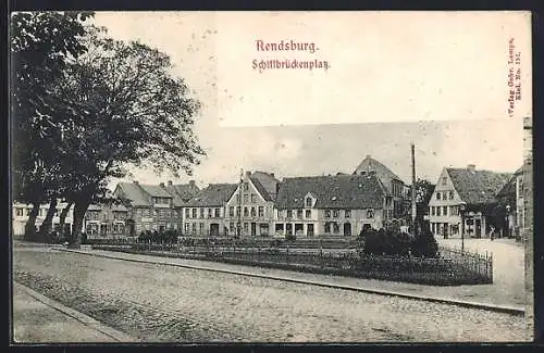 AK Rendsburg, Strassenpartie am Schiffbrückenplatz