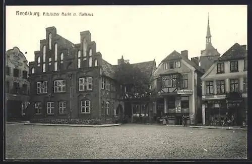 AK Rendsburg, Altstädter Markt mit Rathaus