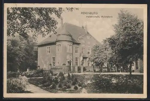 AK Rendsburg, Holstenstrasse, Reichsbank