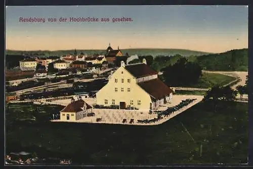 AK Rendsburg, Ansicht von der Hochbrücke aus