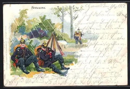 Lithographie Feldwache der Infanterie