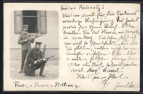 Foto-AK Infanterie-Soldaten in Feuer-Pausen-Stellung