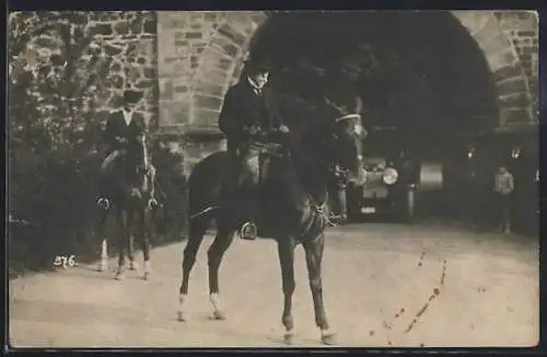 Foto-AK Präsident Masaryk (TGM) zu Pferde