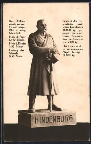 AK Kriegshilfe, Statue von Generalfeldmarschall von Hindenburg für Nagelspenden