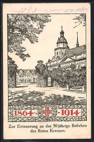 Künstler-AK 50jähriges Bestehen des Roten Kreuzes 1914