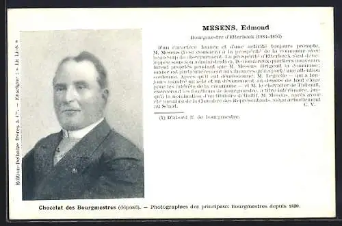 AK Etterbeek, Edmond Mesens, Bourgmestre 1884-1896