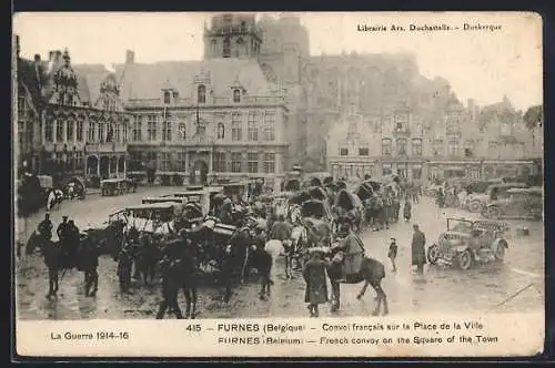 AK Furnes, French convoy on the town square