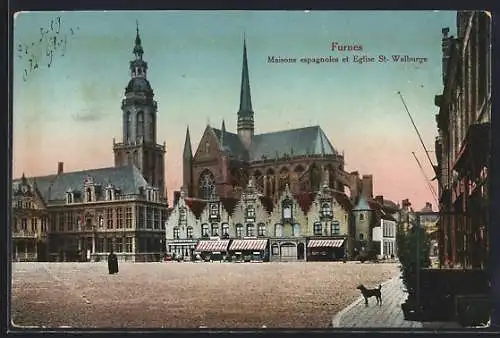 AK Furnes, Maisons espagnoles et Eglise St. Walburge