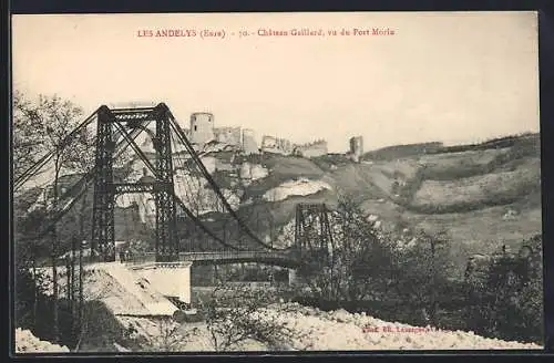 AK Les Andelys, Château Gaillard, vue du Pont Morin