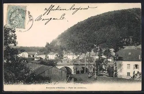 AK Arches, Pont de Jarménil et vue du village en arrière-plan