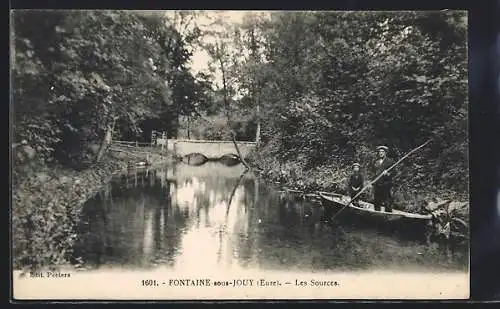 AK Fontaine-sous-Jouy, Les Sources et pêcheurs sur la rivière