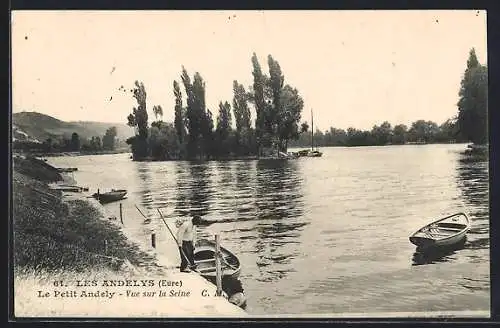 AK Les Andelys, Le Petit Andely, Vue sur la Seine