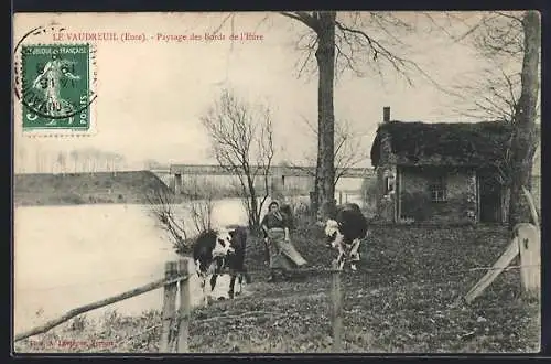 AK Le Vaudreuil, Paysage des Bords de l`Eure