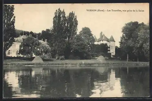 AK Vernon, Les Tourelles, vue prise de la Seine