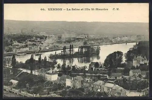 AK Vernon, La Seine et l`île St-Maurice