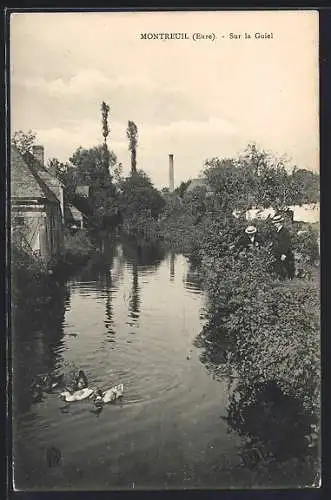 AK Montreuil, Sur la Guiel avec vue sur le canal et les canards