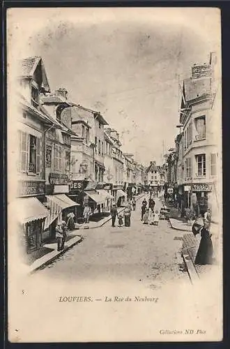 AK Louviers, La Rue de Neubourg