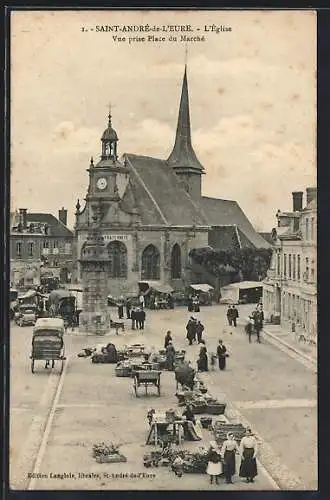 AK Saint-André-de-l`Eure, L`église vue depuis la place du marché