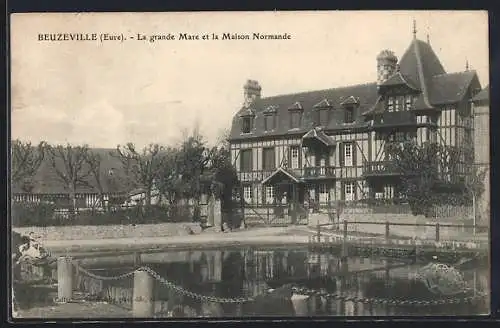 AK Beuzeville, La grande Mare et la Maison Normande