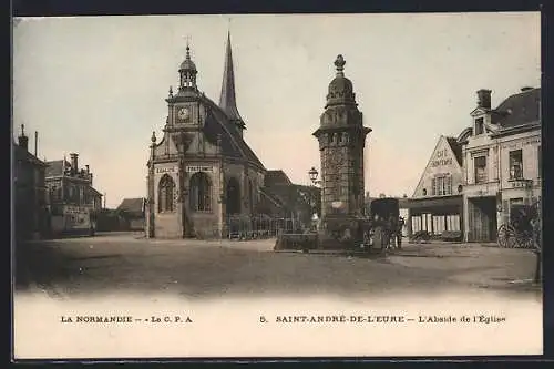 AK Saint-André-de-l`Eure, L`Abside de l`Église et la place principale