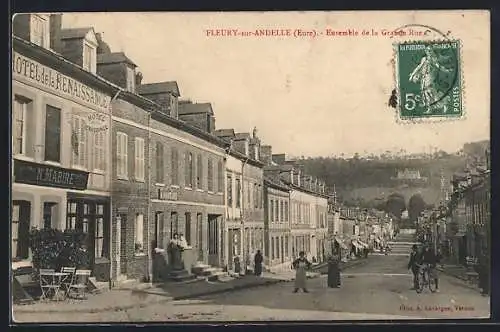 AK Fleury-sur-Andelle, Ensemble de la Grande Rue