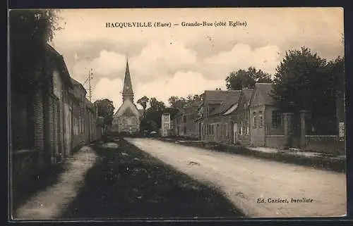 AK Hacqueville, Grande-Rue (côté Église)