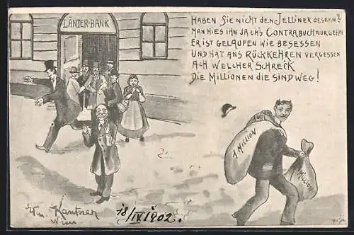 Künstler-AK Wien, Millionenbetrüger Edmund Jellinek macht sich aus dem Staub