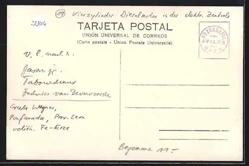 AK Ponferrada, Grube Wagner, Dieselmotor in der elektr. Zentrale