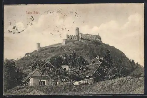 AK Bösig, Ruine Bösig mit Kirchenpartie