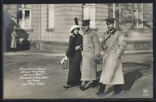 AK Ernst August Herzog von Braunschweig mit Prinzessin Viktoria Luise und Prinz Oskar