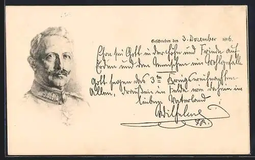 AK Portrait von Kaiser Wilhelm II. mit Pour le Merite