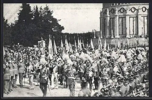 AK Kelheim, Jahrhundertfeier 1913 an der Befreiungshalle, Kaiser Wilhelm II. mit Gefolge