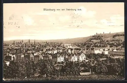 AK Würzburg, Teilansicht von der Steinburg aus