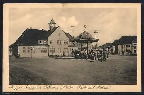 AK Heuberg-Stetten, Truppenübungsplatz, Partie mit Postamt