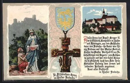 AK Andechs, Kloster, St. Elisabeth-Kreuz, Gnadenbild