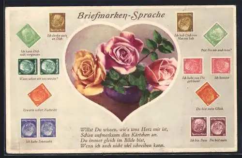 AK Briefmarkensprache, Bist Du mir auch treu?