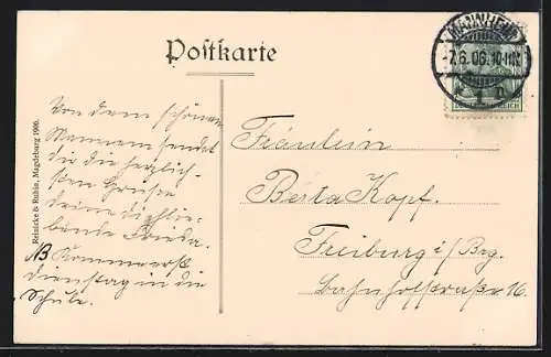 AK Mannheim, Monumental-Brunnen auf dem Paradeplatz