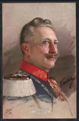 AK Kaiser Wilhelm II. in Uniform mit Epauletten, Profilbild