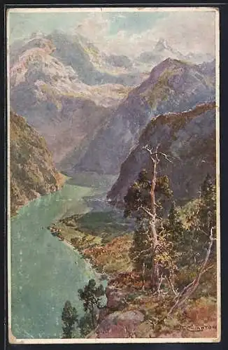 Künstler-AK Edward Theodore Compton: Königssee vom Achenkopf