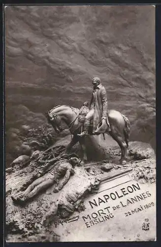 Künstler-AK Domenico Mastroianni: Essling, Mort de Lannes, Napoleon zu Pferde nach der Schlacht 1809