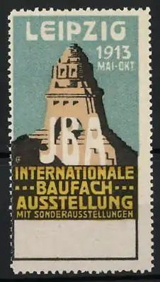 Reklamemarke Leipzig, Internationale Baufach-Ausstellung 1913, Völkerschlacht-Denkmal