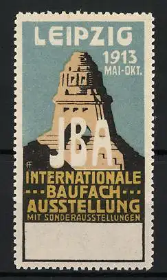 Reklamemarke Leipzig, Internationale Baufach Ausstellung 1913, Völkerschlacht-Denkmal