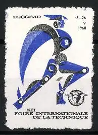 Reklamemarke Beograd, Foire Internationale de la Technique 1968, mechanische Hermes Figur