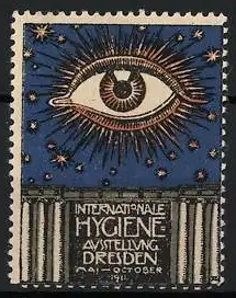 Reklamemarke Dresden, Internationale Hygiene Ausstellung 1911, Auge und Sterne