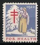 Reklamemarke For Health 1922, Frau mit Kind und rotes Kreuz