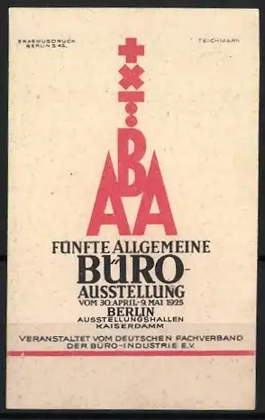 Reklamemarke Berlin, Fünfte Allgemeine Büro-Ausstellung 1925, Symbol BABA