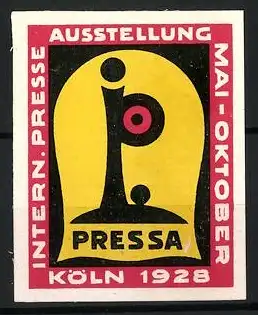 Reklamemarke Köln, Intern. Presse Ausstellung 1928, Symbol P