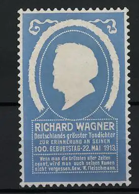 Reklamemarke Richard Wagner, 100. Geburtstag 1913, Silhouette